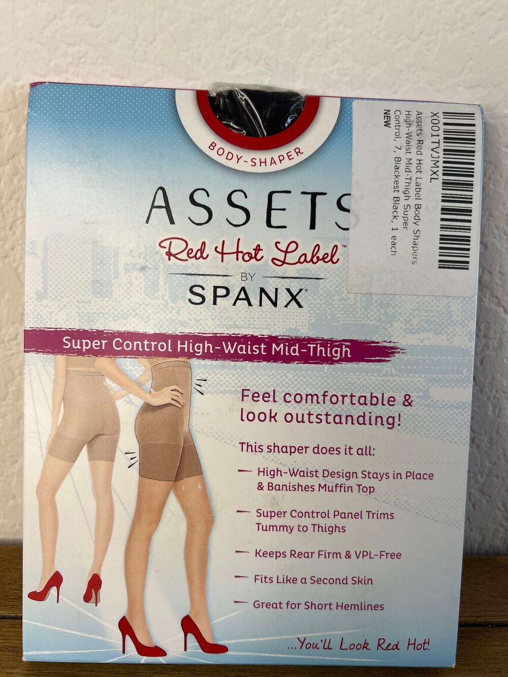 Assets Red Hot Label by SPANX Body Shaper Blackest Black NEW ~ Size 7